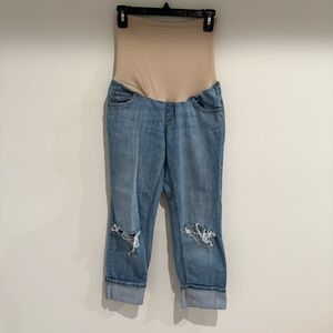 Indigo Blue Secret Fit Belly Distressed Cuffed Maternity Jeans